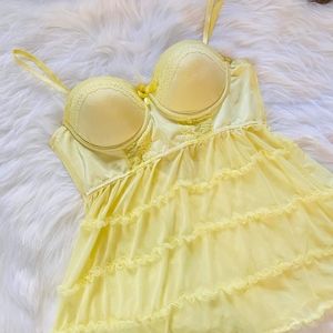 Black Fuschia Yellow Babydoll lingerie Bra